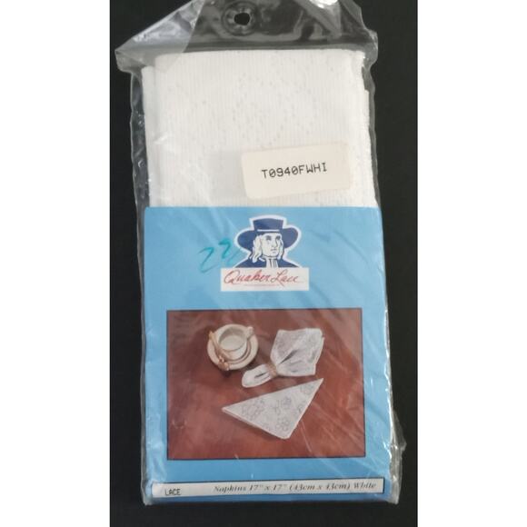 Quaker Lace Dinner Napkins White Set of 4 Vintage In Package - Picture 3 of 11